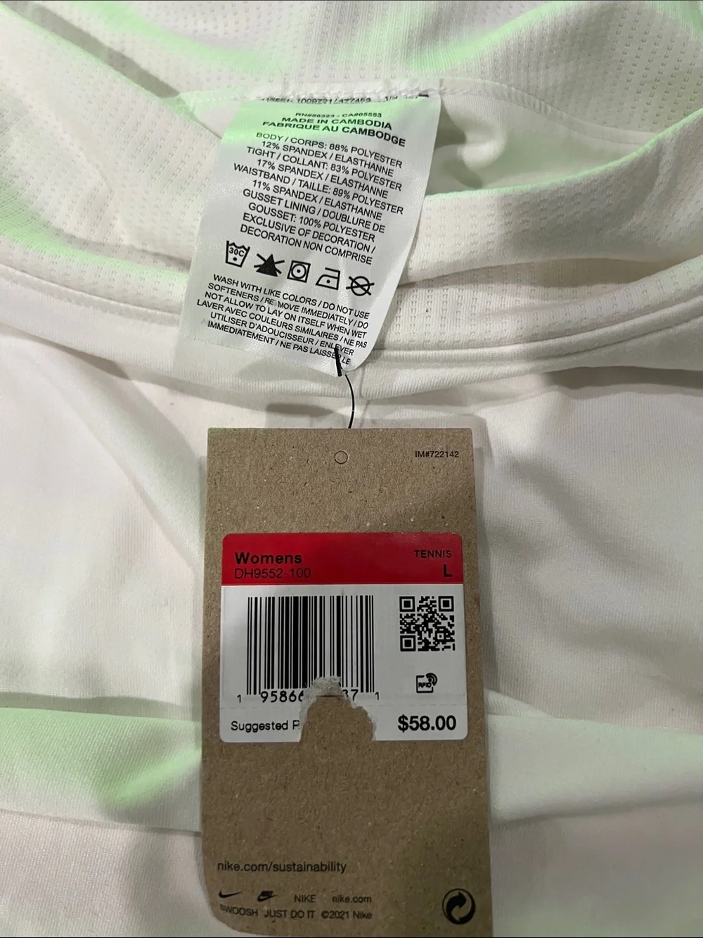 Nike White Women's Athletic Skort with Built-In Shorts